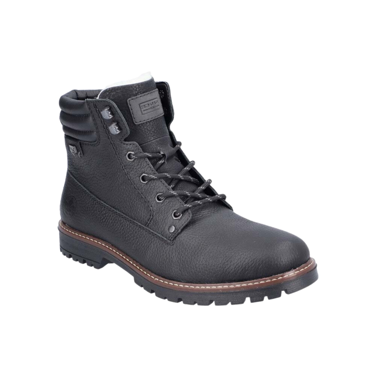 Rieker F3600-00 Black leather Mens Winter Boots in a Plain Leather in Size 45